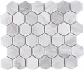 Hexagonale Sechseck Mosaik Fliese Keramik Travertin grau matt Fliesenspiegel ...