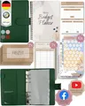 BeginnerBudget® Budget Planner Deutsch - Starterset mit Sparchallenge + Budgetplaner (144 Seiten) - Sparen mit Umschlagmethode + Anleitung Ringbuch, Binder A6 Glattleder, vegan (Grün)