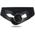 Vanessa & Melissa Taillengürtel Eleganter Damen-Gürtel in 6 cm Breite, Vielseitiger Kleidergürtel Elastischer Taillengürtel, Gürtel mit silberner Ring-Schließe schwarz 75cm (Taillenweite 75-90cm)