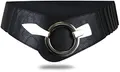 Elastischer Damen Taillengürtel, ca. 6 cm breiter Hüftgürtel mit silberner Ring-Schließe, Schwarz, 75 (für Taillenumfang 75-90 cm)-75 cm (für Taillenweite 75-90 cm)-Schwarz