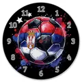 speecheese Fußball Serbien Flagge Wanduhr Perfekte Deko für Fußballfans EM 2024 Serbien Wanduhr Nationalflagge in Rot und Blau Sportliche Ball-Design