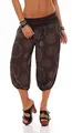 Malito - Damen Haremshose kurz mit Print - Pumphose aus Baumwolle - Leichte 3/4 Stoffhose - Pluderhose zum Tanzen, Chillen & Yoga - knielange Capri Hose 7182 (Dunkelbraun)