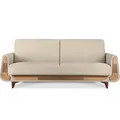 Konsimo® 3-Sitzer-Schlafsofa, Creme, Holz, Holzwerkstoff, Textil, Rechteckig, 230x98x98 cm, FSC 100%, Hergestellt in Europa, Wohnzimmer, Sofas & Couches, Schlafsofas