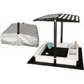 Needs&wants - Wondermake® Design Sandkasten Mit Dach, Abdeckung Oxford 420d, 2 Wasserbecken, Vliesfolie, Sandkiste Holz Quadratisch Verschließbar Outdoor Garten Für Kinder, Schwarz Weiß