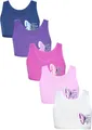 TupTam Mädchen Bustier mit Breiten Trägern 5er Pack, Farbe: Schmetterling Rosa Lila Grau Dunkelblau, Größe: 158-164