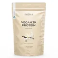 Nutri + Vegan Protein Pulver Vanille 1 kg 81% Eiweiß - 3k Proteinpulver 1000 g - Shake Vanilla Cream Flavor - pflanzliches Eiweißpulver ohne Zucker