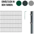 Alberts Einstabmattenzaun Alberts 691363 Doppelstabmattenzaun Zaun-Komplettset mit Kniekissen, a, Doppelstabmattenzaun-Komplettset Stahlzaun Mattenzaun Gitterzaun grün grau 10 m x 100 cm
