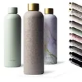 MAMEIDO Thermosflasche 1 l, auslaufsichere Trinkflasche Edelstahl, Kohlensäure geeignet, BPA frei, Isolierflasche 12h heiß & 24h kalt (Sleek Leo Gold)
