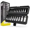 Steckschlüssel XZN Vielzahn Satz 1/4" 3/8" 1/2" Bit Stecknuss Stirnlochbohrung 10tlg M4, M5, M6, M8, M9, M10, M12, M14, M16, M18