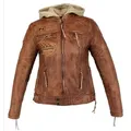 Alpha Speeds Bikerjacke Damen Leder Jacke Biker Freizeit Highway Jacke König Braun aus weichem Lammleder, mit Protektoren & Kapuze M