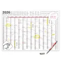 TOBJA XXL Wandkalender abwischbar 2026 - gerollter Versand inkl. Stift. | Großer Jahresplaner abwischbar Kalender 2026 | Größer als A1
