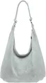Caspar Große Damen Vintage Veloursleder Tasche Samtweiche Schultertasche aus Leder - CLASSIC LINE - Modell No.617 - Made in Italy, Farbe:hell grau