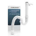 KIRCHHOFF Flexibler Siphon 1 1/2" x 40/50 mm weiß, 1/2" Maschinenanschluss, Länge flexibel ausziehbar, Ablaufschlauch biegbar, Ablauf für Küche und Bad mit 3/4" Maschinenanschluss 98836548