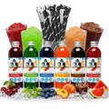 Slush Sirup Partyset 6 Sorten 250ml +125 Löffelhalme 1:5 AZO frei ohne Glyzerin