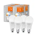 LEDVANCE Smarte LED-Lampe mit WiFi Technologie, Sockel E27, Dimmbar, Lichtfarbe änderbar (2700-6500K), ersetzt Glühlampen mit 100 W, SMART+ WiFi Classic Tunable White, 4er-Pack