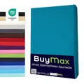 Buymax Spannbettlaken 200x200cm Baumwolle 100% Spannbetttuch Bettlaken Jersey, Matratzenhöhe bis 25 cm, Farbe Petrol