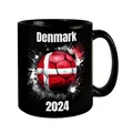 Fußball Dänemark Flagge Tasse in Schwarz EM 2024 Essential Sportbegeisterte Fußballfan Ballspiel Nationalfarben Rot-Weiß