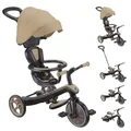 GLOBBER Explorer Trike 4in1 Pro in Sand – Dreirad, Laufrad und Kinderwagen in 10/8,5 Zoll – TPR-Sitz – höhenverstellbares Kinderfahrzeug