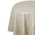 Wachstuchtischdecke Gartentischdecke, Leinen Prägung Beige Sand Oval 130 x 200 cm, abwaschbare Tischdecke, wasserabweisend, gefaltet