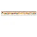Metrie, Didakt-M07 Holzlineal, bedrucktes Deutsches Alphabet, 25 cm