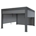 Mendler Pergola HWC-L46 mit Seitenwand, Gartenpavillon Lamellen-Pavillon Rollo, sturmfest ~ Variantenangebot 99259+99260+99261+99262+2x99263+2x99264
