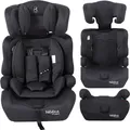 FableKids® MIKA Autokindersitz Autositz Kinderautositz für Kinder 76-150 cm ab 15 Monaten 3-Punkt-Gurt Verstellbar 44,5x41x68-75cm ECE R129/03 Schwarz