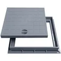 Marley Deutschland GmbH Erdschacht Schachtdeckel Kunststoff mit Rahmen 300x300mm, 30x30x4 cm, 2-St., stabil, begehbar, laugen- und säurebeständig grau