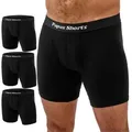 Papas Shorts Boxershorts Herren, Extra Lang (Packung, 3er-Pack) aus weichem Modal mit extra Beinlänge gegen Zwicken im Schritt schwarz XXL