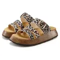 French Connection Mule, Sandale, offener Schuh, Sommerschuhe Pantolette aus Leder mit Korkfußbett und Plateausohle braun 42