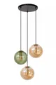 Licht-Erlebnisse Pendelleuchte ILIOR, ohne Leuchtmittel, Metall Glas E27 35 cm breit H: max. 150 cm Schwarz Grün Bernstein