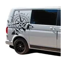 Finest Folia Autoaufkleber Windrose Sport Mountains 60x56cm Sticker Folie für Auto Wohnwagen Anhänger Aufkleber Selbstklebend Kfz Zubehör KX072 KX073 (Kompass schwarz, Berge Schwarz)