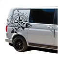 Aufkleber Set Kompass Berge 60x56cm Sticker Auto Wohnwagen Camper KX072 Schwarz
