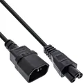 Inline Netzkabel C14 Kupplung auf C5 Stecker, Stromkabel für Laptop, Beamer, Netzteile, vergossene Stecker, schwarz, 1m, 16551