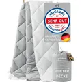Welldora OPTICLIMA Allergiker Bettdecke 135x200 Winter -  Green  zert. - Ultra warme Winterdecke - Wendedecke- Premium Steppdecke - Grau/Weiß