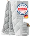 Welldora OPTICLIMA Allergiker Bettdecke 135x200 Winter | Fachärztlich geprüft | Made in Green Oeko-Tex zert. in der Schweiz | Ultra warme Winterdecke | Wendedecke Silbergrau-Weiß | Premium Steppdecke