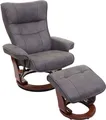 MCA Relaxsessel Montreal, Fernsehsessel Hocker, Stoff/Textil 130kg belastbar dunkelgrau, walnussfarben