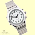 Sprechende Uhr Damen Armbanduhr Sprachausgabe Blindenuhr silber