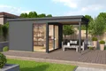 Gartenhaus Blockhaus  Pultdach 44 mm Domeo 2 grau 524x319 cm Lasita