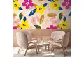 living walls Fototapete Blumentapete Bunt, glatt, gemustert, matt, neutral, (1 St), Fototapete Floral Tapeten Wohnzimmer Schlafzimmer Küche Design Optik