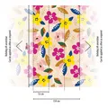 Fototapete Vlies Blumen Retro Blätter Punkte Beige Rosa Gelb 39209-1 (5,79€/1qm)