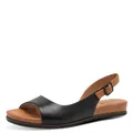 Jana Damen Sandalen flach mit verstellbarem Riemen Vegan, Schwarz (Black), 39 EU