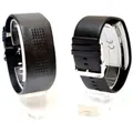 Binäruhr Herrenuhr Schwarz Binäre Armbanduhr Herren Kunstleder Armband Uhr Digital Binär Anzeige Silikonarmband