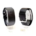 Binäruhr Herrenuhr Schwarz Binäre Armbanduhr Binär Uhr Kunstleder Armband Unisex
