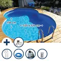 Stahlwandpool Set (10-teilig) tief achtform Cannes 525x320x150 cm, Stahl 0,8mm