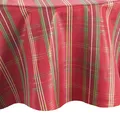 Home Fashions Shimmering Plaid Holiday Tablecloth, 70" Round, Red