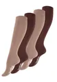 Vincent Creation 4 Paar Bambus Damen Kniestrümpfe in beige/braun, handgekettelte Spitze (ohne Naht), Gesundheitsstrümpfe, Gr. 35-38