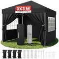 Pavillon Partyzelt 3x3 m ONBEST Patentierter Quick-Up Aufbau in 1min | Wasserdicht | faltbar | mit Sandsäcke | Trolley UV50+