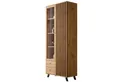 Newroom Vitrine Wildeiche 92 cm Wandpaneel Wildeiche Anthrazit Modern Vitrinenschrank Glasvitrine