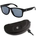 LMAB Schwimmende Polbrille, Polarisationsbrille zum Angeln, Modell Sclera verspiegelt mit Etui und Tasche, Farbe Black/Charcoal Black 07