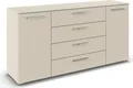 rauch Kombikommode Sideboard Schubkommode Kommode MONTCLAR Front Dekor/Hochglanz/Glas (Breite 160 / Höhe 81 cm, 2 Einlegeböden, inkl. Soft-Close-Funktion), 2-türig, 4 geräumige Schubladen, viele Griffvarianten MADE IN GERMANY